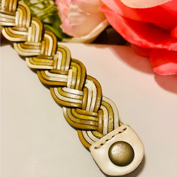 Fossil Braided Leather Snap Bracelet 21 cm long, good condition, light wear - Picture 2 of 5